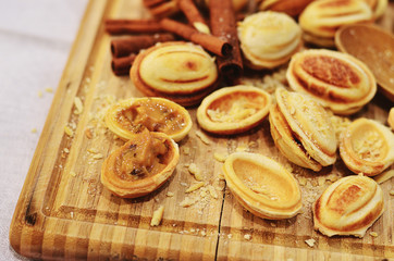 Cookies with sweet filling. Peanut butter cookies. Homemade cake. Sweets for tea. Preparation of cookies at home.