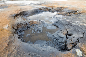 Colorful mud pools at Hverir, myvatn, Iceland