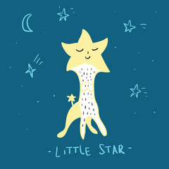 Ładny gwiazda potwora z napisem strony. Ręcznie rysowane wektor doodle projekt dla dziewcząt, chłopców, dzieci. Ręcznie rysowane dla dzieci ilustracja moda ubrania, koszulę, tkaniny - 238611789