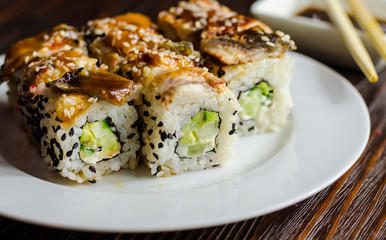 sushi rolls with eel