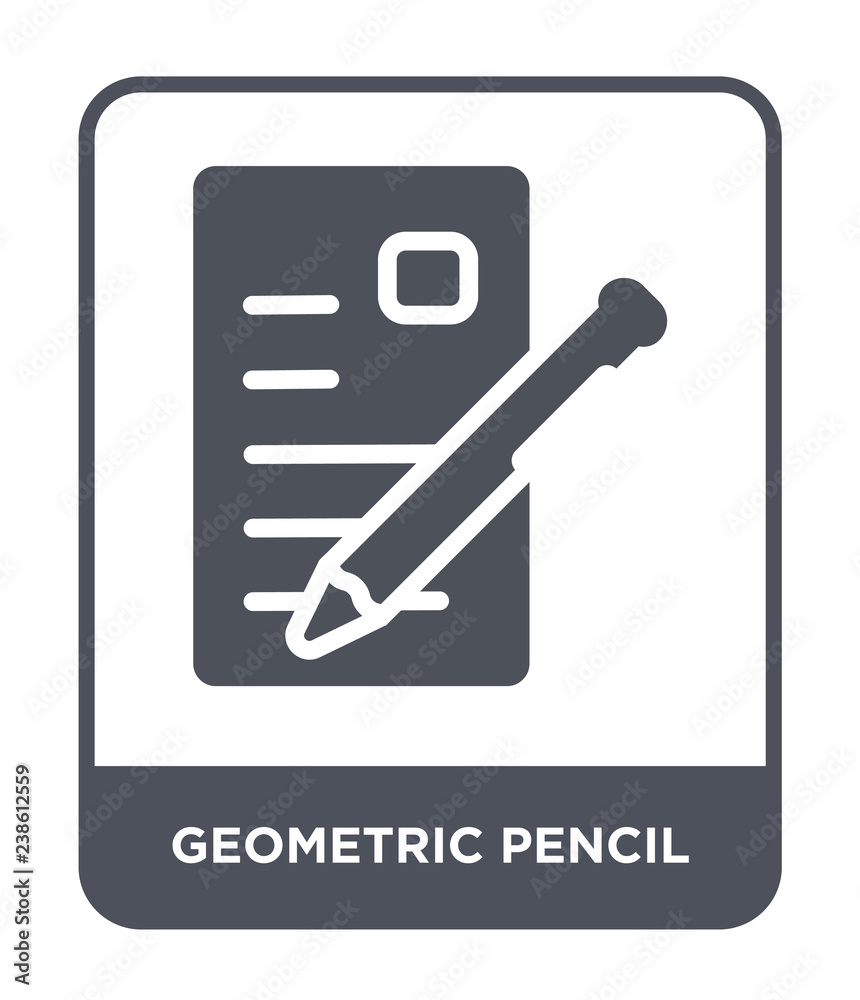 Sticker geometric pencil icon vector