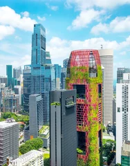 Schilderijen op glas Luchtcityscape van de metropool van Singapore © joyt