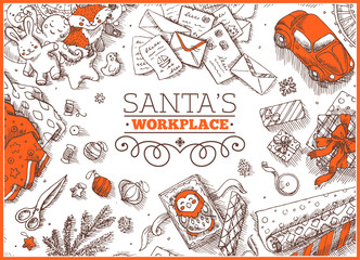 Top View Santa's work place