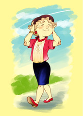 the image of an elderly woman with and a fresh appearance who is happy about a walk on a warm sunny day.