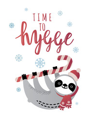 Cute vector sloth bear animal with a cup of coffee © Polina Elyutina