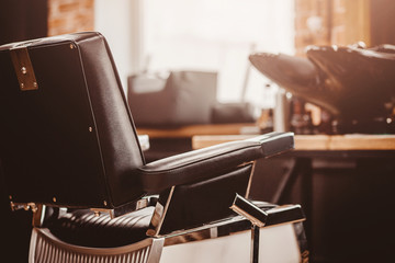 Barbershop armchair. Modern hairdresser
