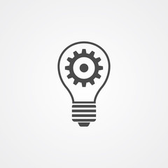 Light bulb with gear vector icon sign symbol
