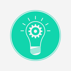 Fototapeta premium Light bulb with gear vector icon sign symbol