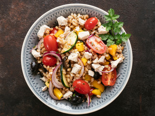 Greek Barley Salad with Vegan Feta