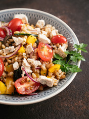 Greek Barley Salad with Vegan Feta