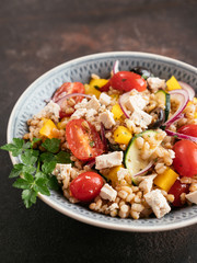 Greek Barley Salad with Vegan Feta