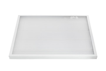Ceiling square office led lamp panel isolated at white background.
