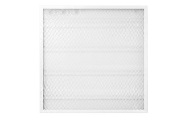 Ceiling square office led lamp panel isolated at white background.