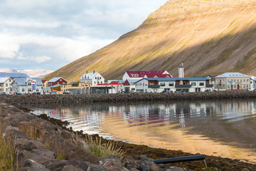 Water reflections at Isafjordur, west fjords, Iceland