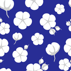 Fototapeta premium Cotton bolls or flower seamless pattern. Vector illustration in flat style