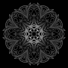 Indian floral mandala pattern.Vector Henna tattoo style. Can be used for textile, greeting card, coloring book, phone case print.