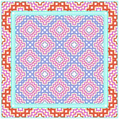 Vintage Geometric Pattern. Design For Bandana Shawl, Tablecloth Fabric Print. Vector Illustration.