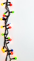 glowing christmas garland on a white background
