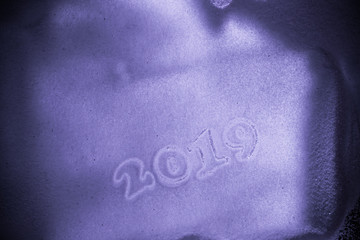 2019 written on the snow. Happy new 2019 year. Empty space for your text.