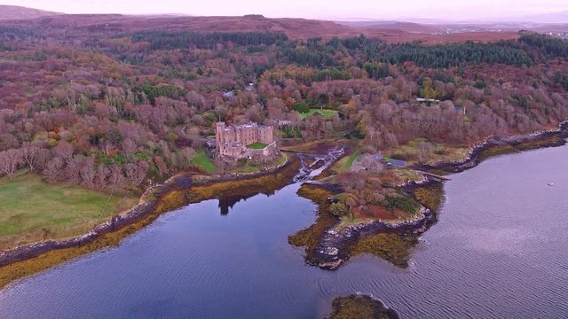 Sunset in autumn at Dunvegan Castle, Isle of Skye