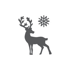 Fototapeta na wymiar Vector picture deer and snowflake.