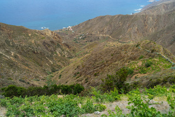 View of the mountains of the northern part of Tenerife. Canary Islands. Spain. View from the observation deck - Mirador "Risco Mogote".