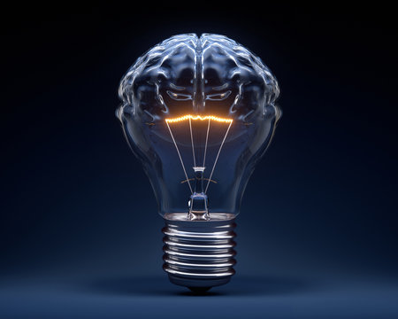 Gl&uuml;hbirne - Gehirn -K&uuml;nstliche Intelligenz 
