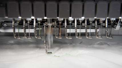 Computerized Sewing and Embroidery Machine during embroidery
