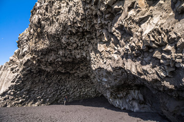 Reynisfjara Beach - small cave with basalt rocks