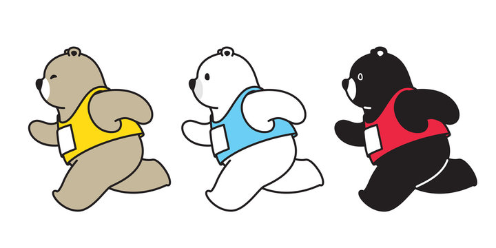 Bear vector polar bear running marathon cartoon character icon logo illustration