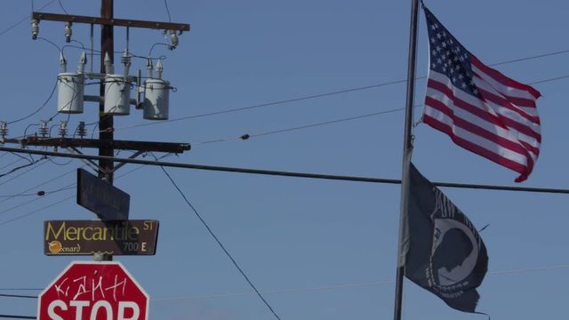 American flag and POW-MIA flag 