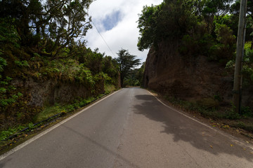 Road in the Macizo de Anaga mountain range. The northern part of Tenerife. Canary Islands. Spain.