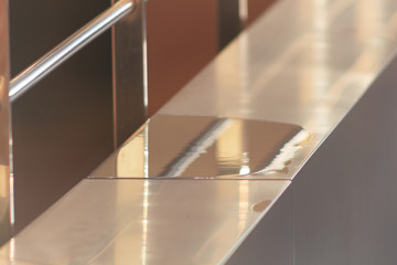 Balcony close up with a water puddle. Real state concept