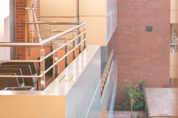 Fototapeta premium Balcony close up with a water puddle. Real state concept