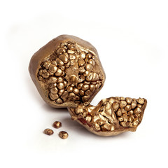 golden pomegranate isolated