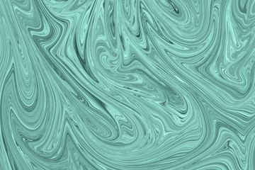 Liquid Abstract Pattern With Mint Green or Malachite Graphics Color Art Form. Digital Background With Abstract Liquid Flow.