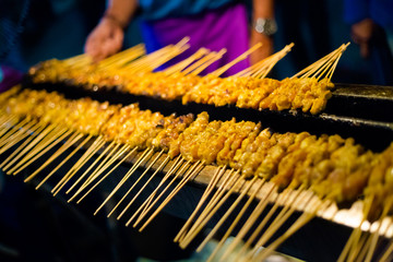Malaysian peanut satay chicken skewer © sitriel