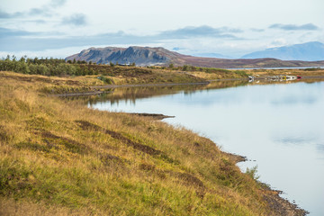 Fototapeta premium Beautiful scenic landscape on lake in Iceland