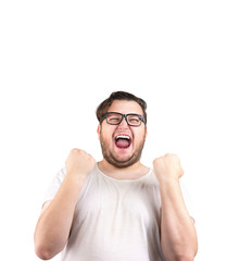 Super happy man excited with win