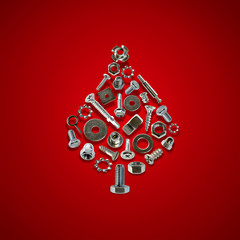 bolts, nuts, nails, screws, tools christmas tree red - 238628772