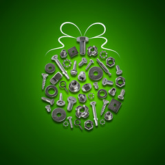 bolts, nuts, nails, screws, tools christmas decorations green - 238628776