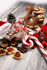 cookies, nuts and gingerbread a christmas bakery concept. xmas cookies
