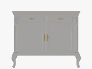 White chest of drawers 3d rendering