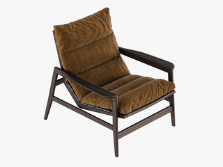 Brown armchair with armrests 3d rendering