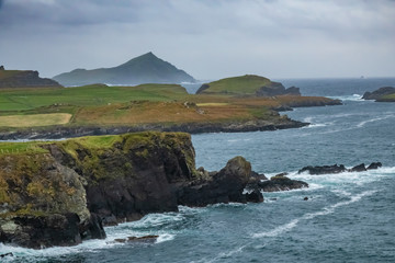 Spectacular views of the rugged West Irish Atlantic Coast from Valentia Island, Ring of Kerry, County Kerry, Ireland
