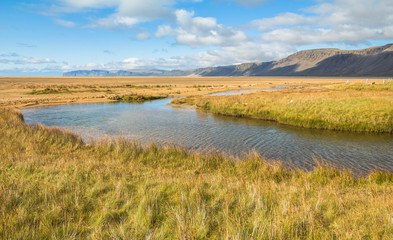 Obraz premium Scenic landscape of Raudisandur beach, west fjords, Iceland