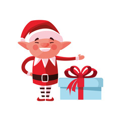 christmas elf and gift box
