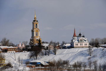 Winter Sunset in Suzdal (an ancient Russian historical city).
