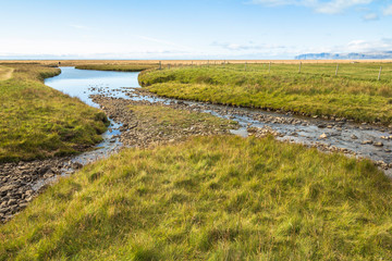 Scenic landscape of Raudisandur beach, west fjords, Iceland