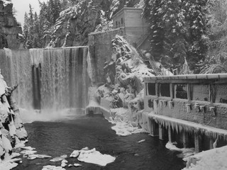 old hydro electric plant in the winter
